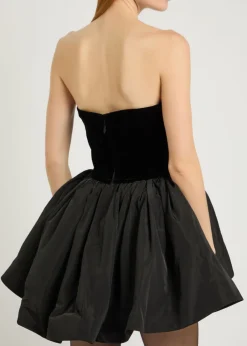 Atlas strapless velvet mini dress