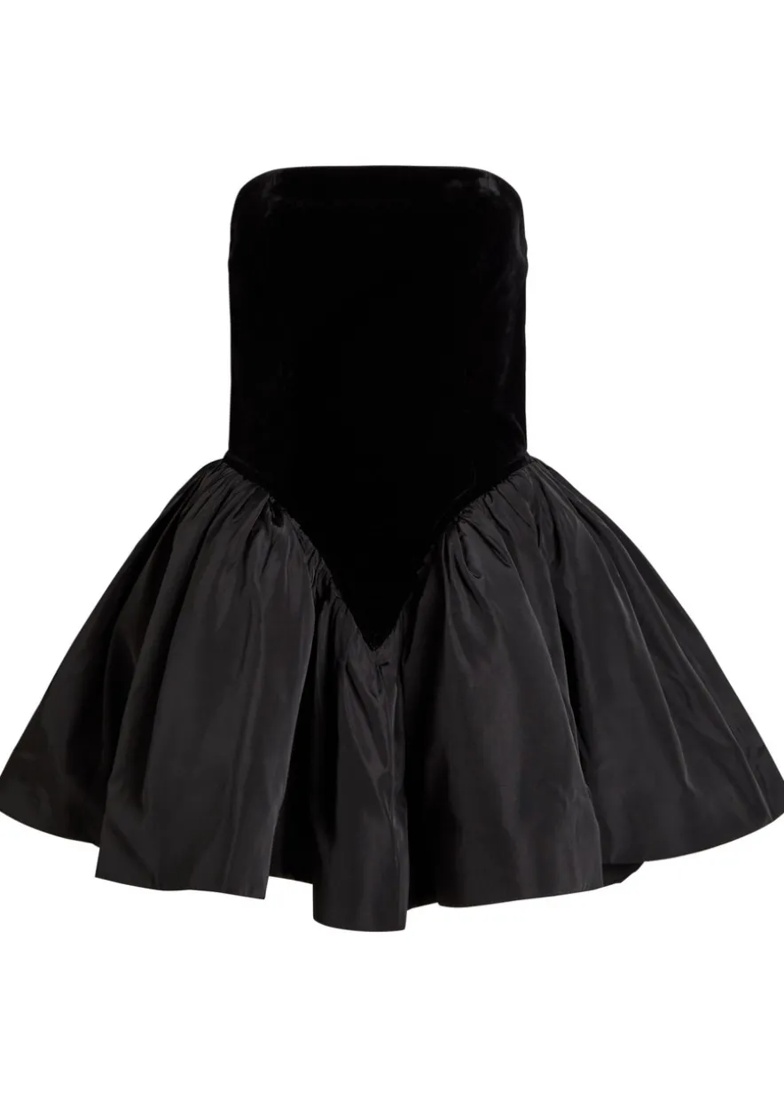 Atlas strapless velvet mini dress