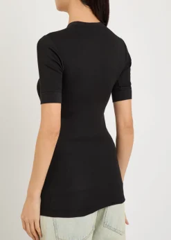Aubriella ribbed stretch-cotton T-shirt
