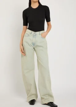 Aubriella ribbed stretch-cotton T-shirt