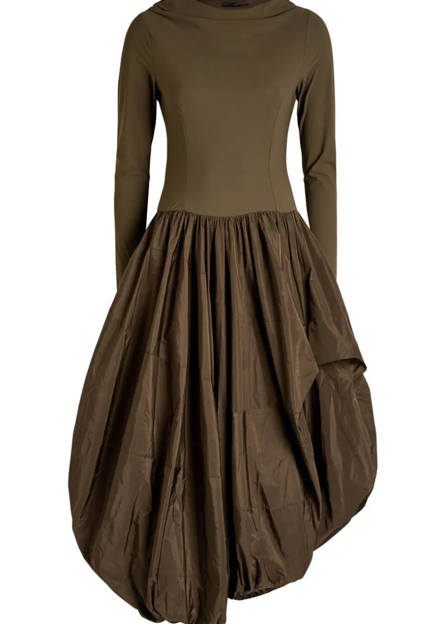Audacious stretch-jersey and shell midi dress