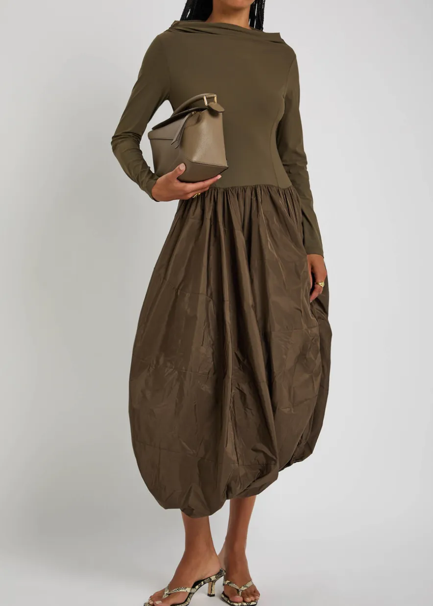 Audacious stretch-jersey and shell midi dress