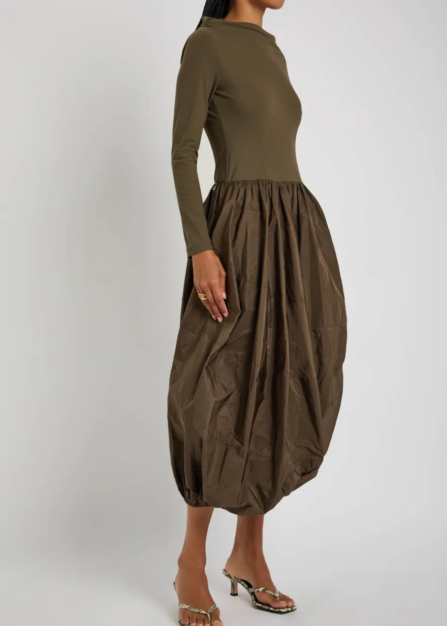 Audacious stretch-jersey and shell midi dress