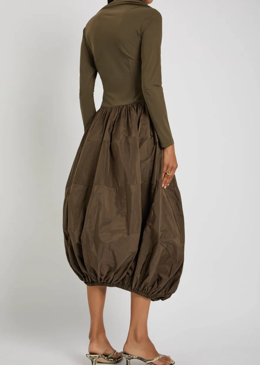 Audacious stretch-jersey and shell midi dress