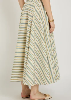 Audrey striped cotton midi wrap skirt