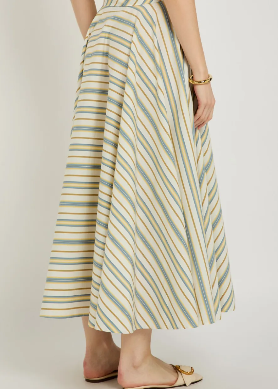 Audrey striped cotton midi wrap skirt