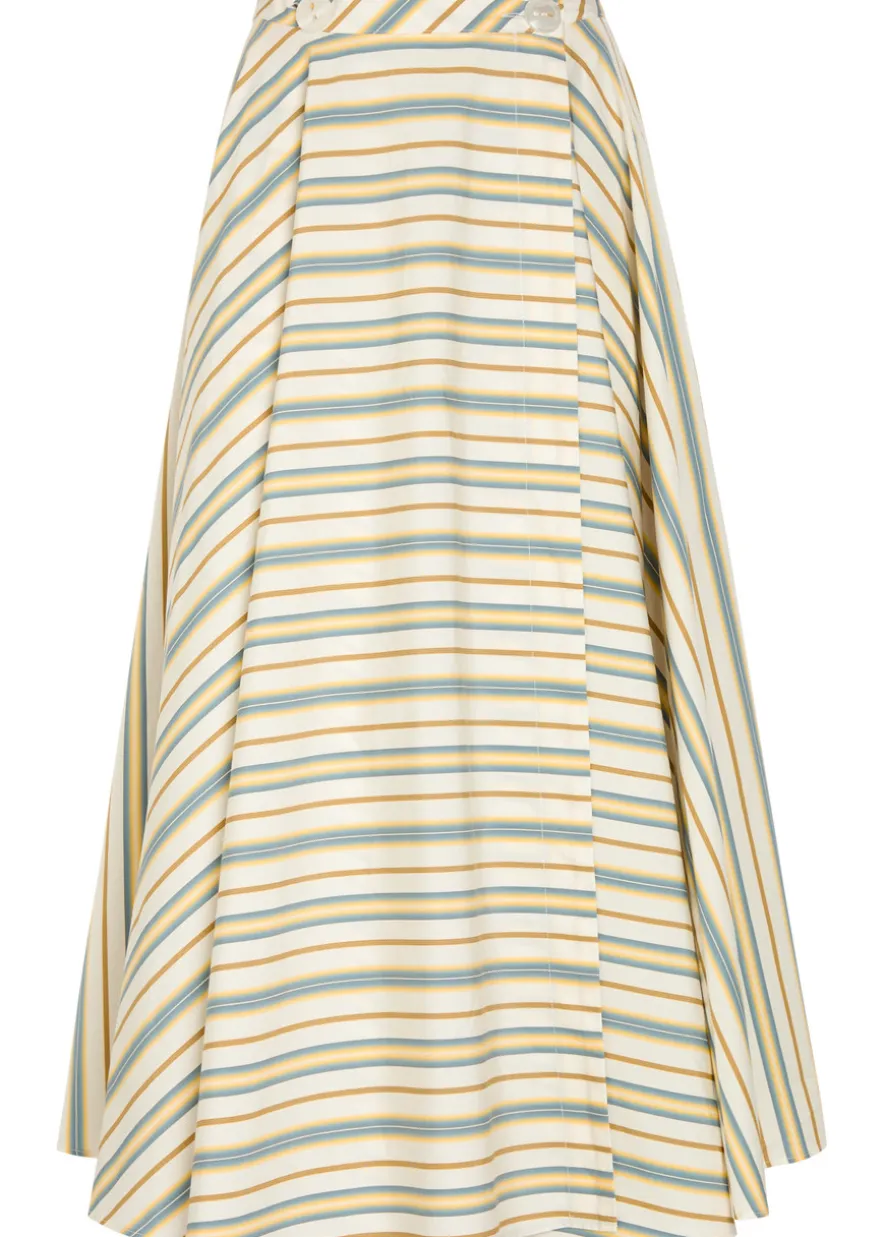 Audrey striped cotton midi wrap skirt