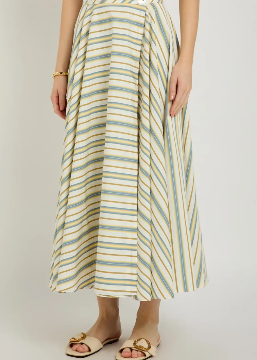Audrey striped cotton midi wrap skirt