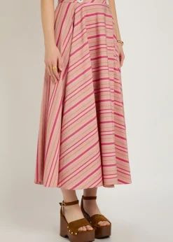 Audrey striped cotton midi wrap skirt
