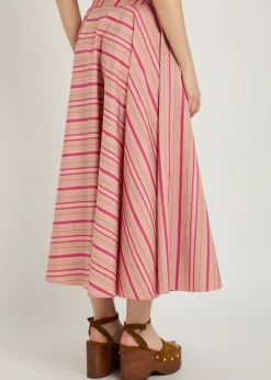 Audrey striped cotton midi wrap skirt