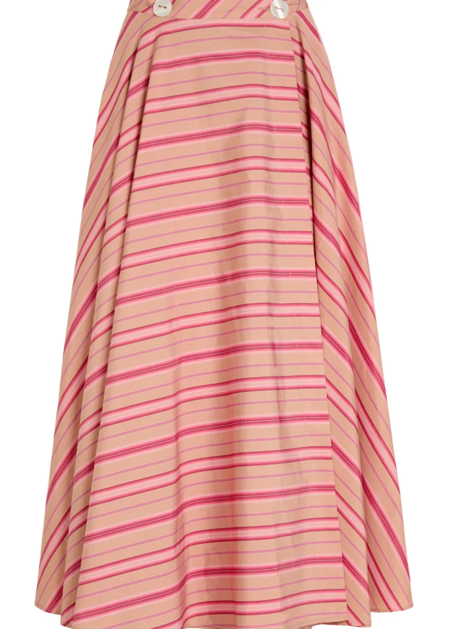 Audrey striped cotton midi wrap skirt