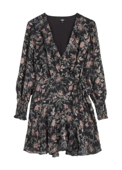 Audriana floral-applique mesh wrap mini dress