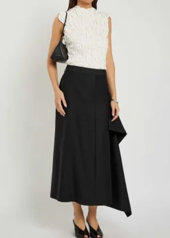 Augusta draped wool and silk-blend midi skirt