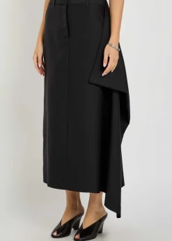 Augusta draped wool and silk-blend midi skirt