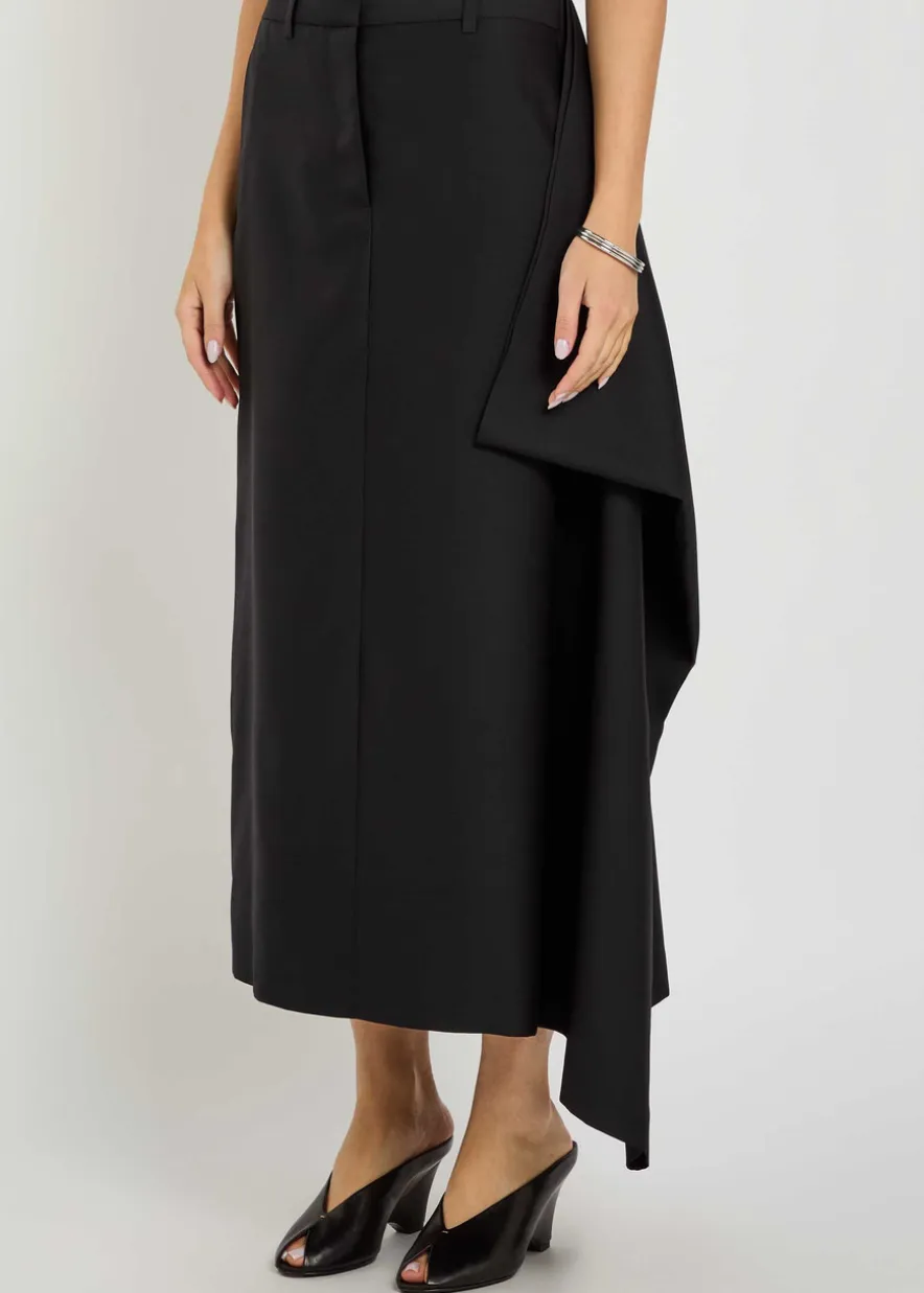 Augusta draped wool and silk-blend midi skirt