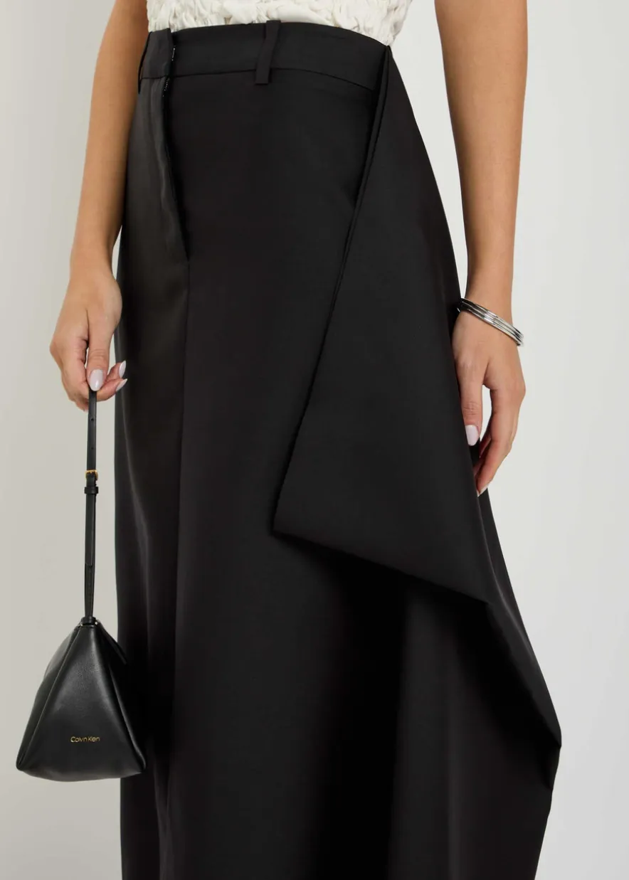 Augusta draped wool and silk-blend midi skirt