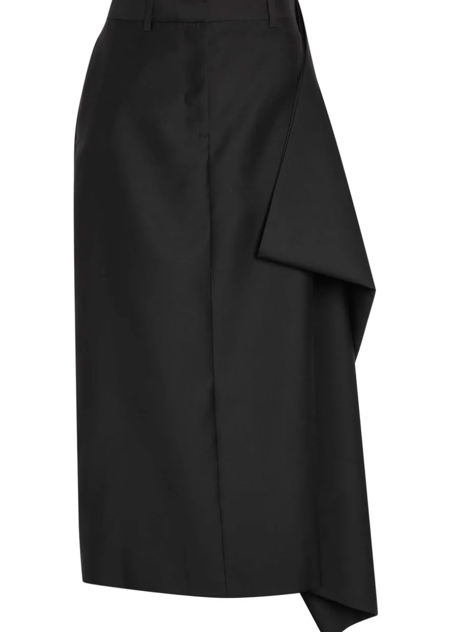 Augusta draped wool and silk-blend midi skirt