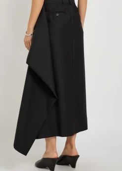 Augusta draped wool and silk-blend midi skirt