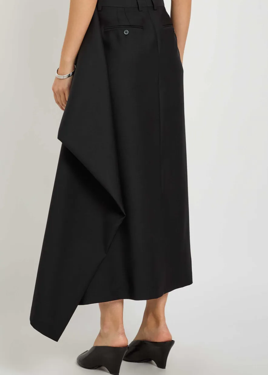 Augusta draped wool and silk-blend midi skirt