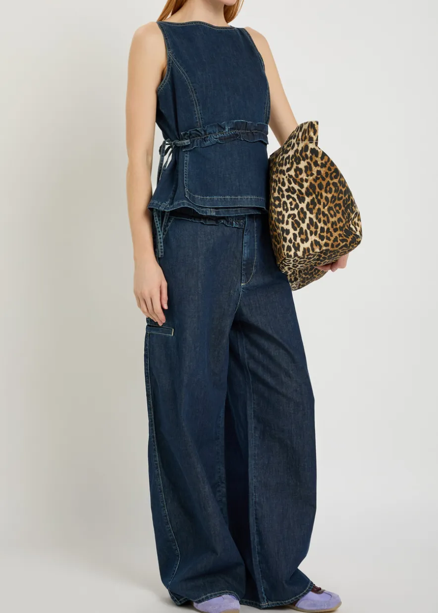 Augusta ruffled straight-leg jeans