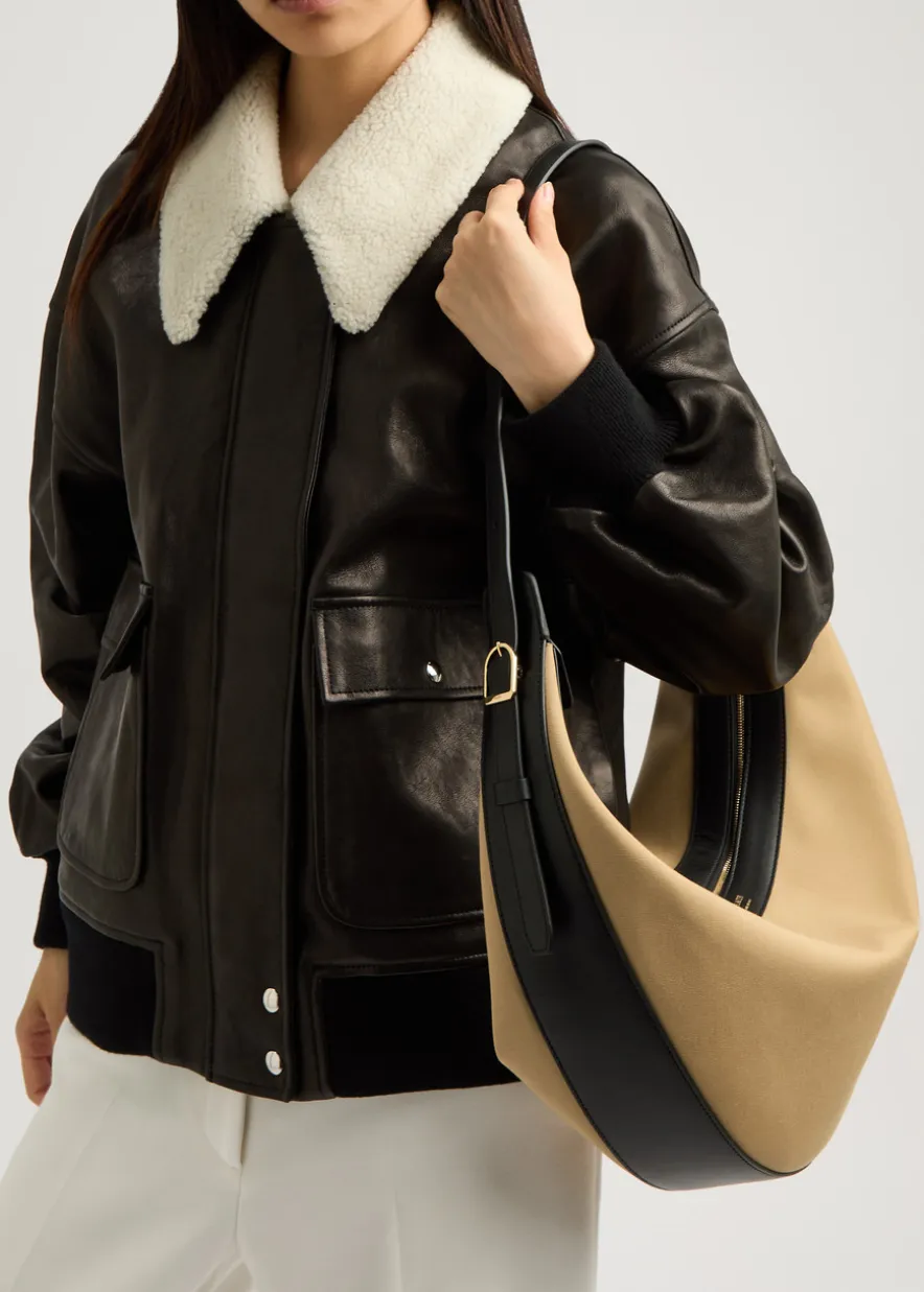 Augustina panelled canvas hobo bag