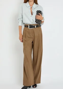 August pleated wool-blend trousers
