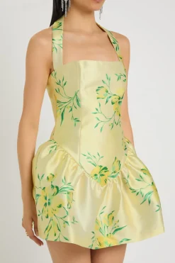 Aura floral-print faille mini dress
