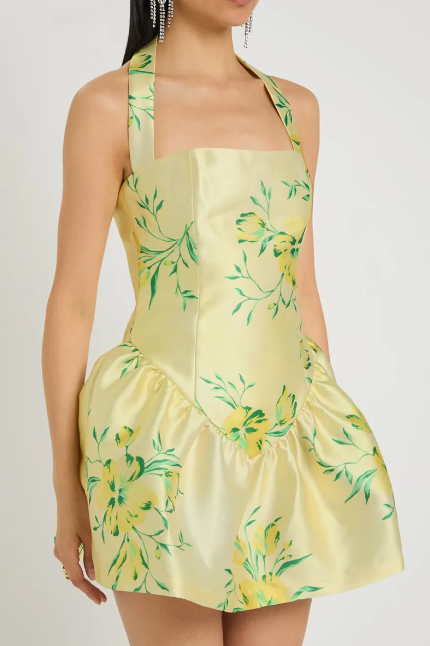 Aura floral-print faille mini dress