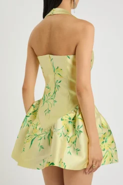 Aura floral-print faille mini dress
