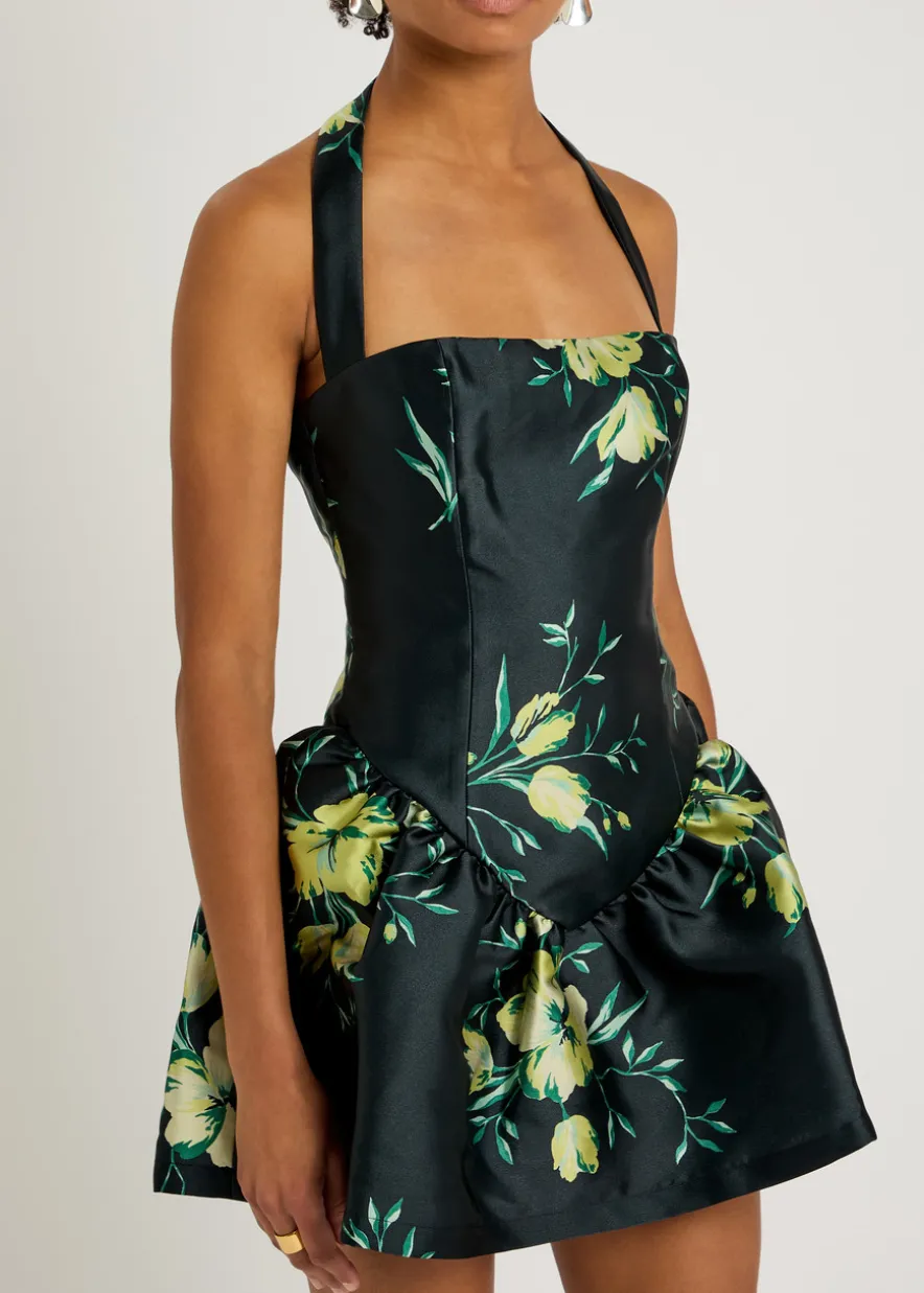 Aura floral-print faille mini dress