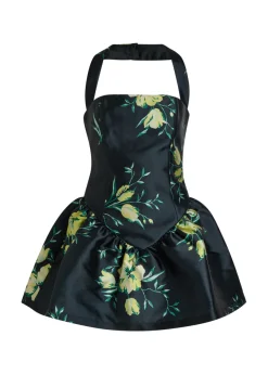 Aura floral-print faille mini dress