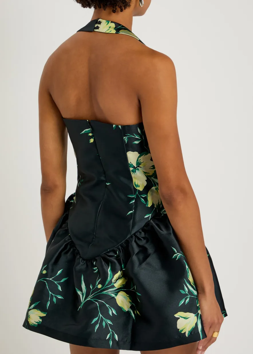 Aura floral-print faille mini dress