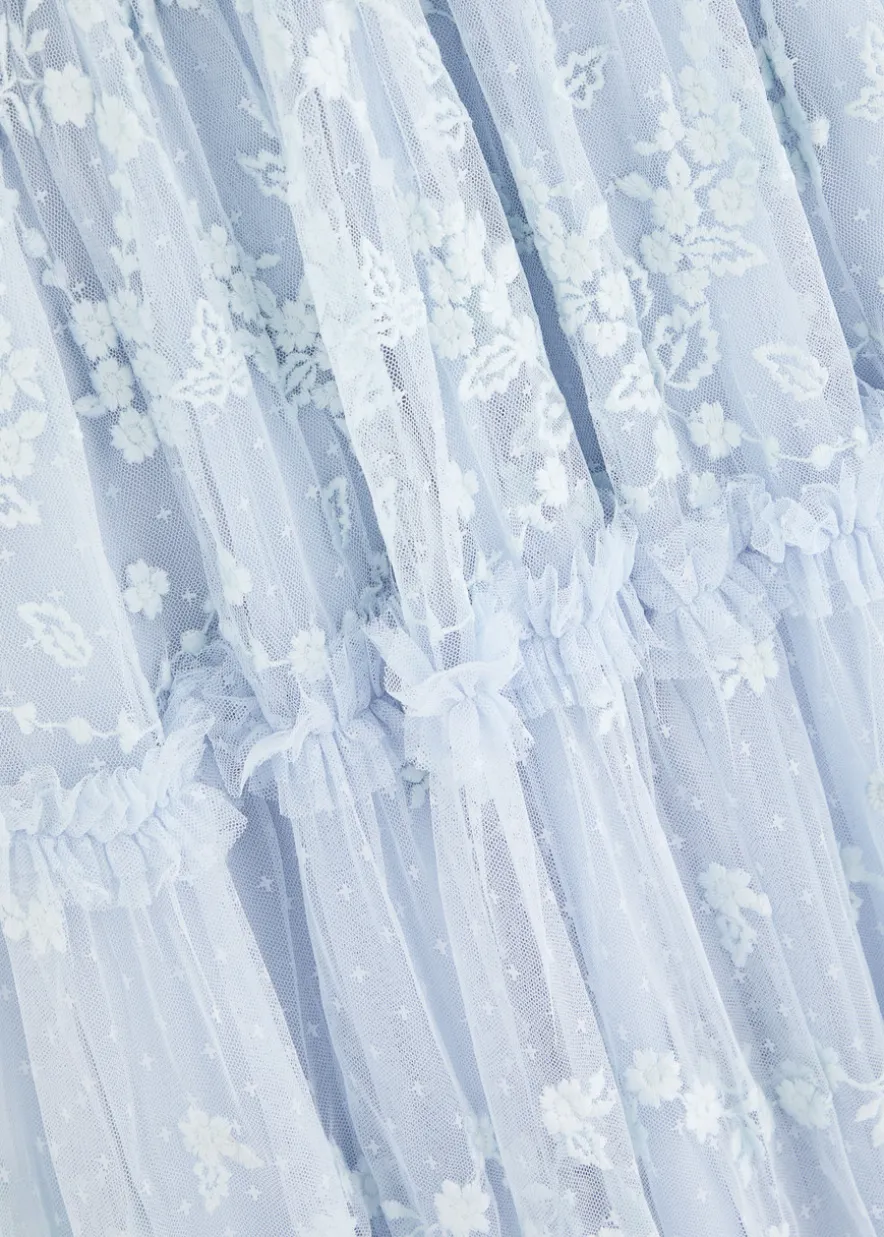 Autumn Lace embroidered tulle maxi dress