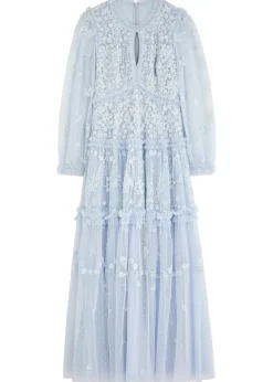 Autumn Lace embroidered tulle maxi dress