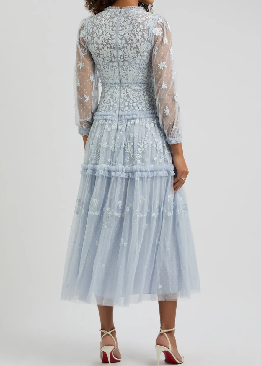 Autumn Lace embroidered tulle maxi dress