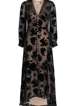Avalyn velvet-devoré chiffon midi dress
