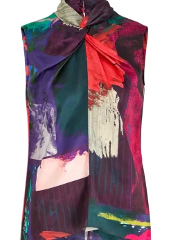 Ava printed silk-satin top