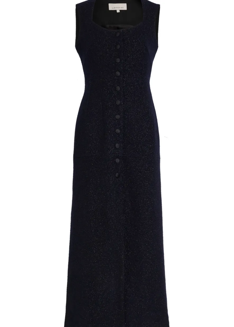 Avery shimmer tweed midi dress