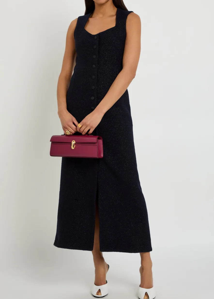 Avery shimmer tweed midi dress