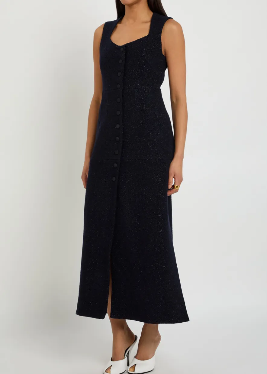 Avery shimmer tweed midi dress
