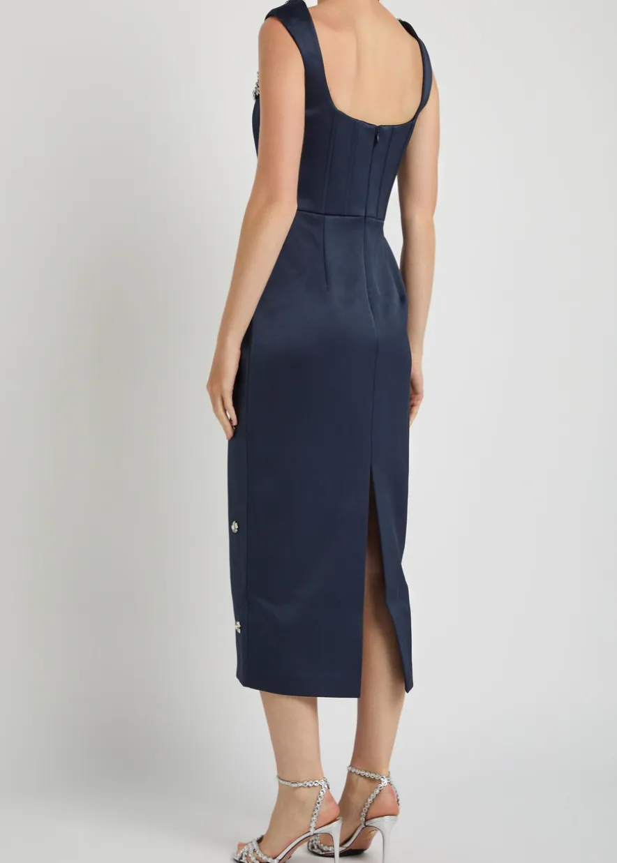 Ayla crystal-embellished satin-crepe midi dress