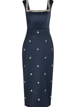 Ayla crystal-embellished satin-crepe midi dress