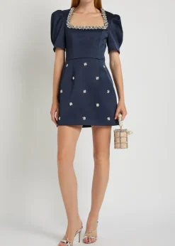 Ayla crystal-embellished satin-crepe mini dress
