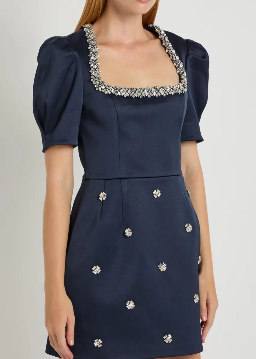 Ayla crystal-embellished satin-crepe mini dress