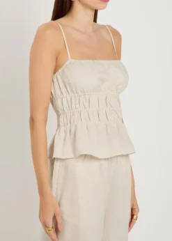 Ayla smocked linen tank top