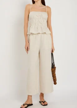 Ayla smocked linen tank top