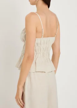 Ayla smocked linen tank top