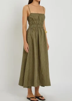 Ayla striped linen midi dress