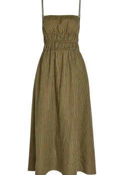 Ayla striped linen midi dress