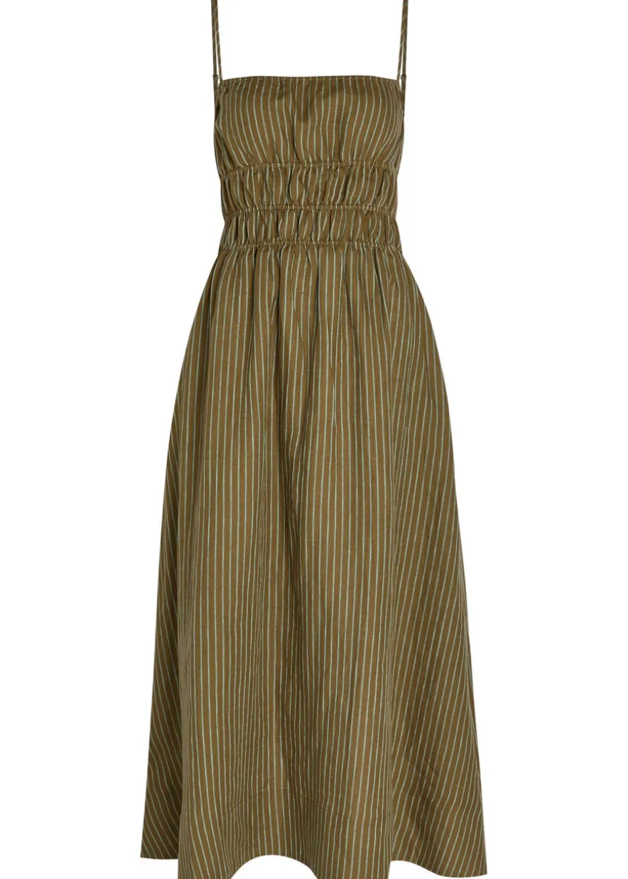 Ayla striped linen midi dress